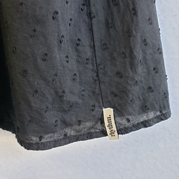 Rhythm Dress Size Small Black Spaghetti Strap Open Back Elastic Waist Tie Lined - Picture 5 of 11